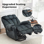 CANMOV Power Lift Recliner Chair for Elderly with Massage & Heat, Overstuffed Recliner Chairs for Adults, Electric Recliners with Type-C & USB Port, Side Pockets, for Living Room, Grey