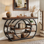 Tribesigns 47" Console Table, 5-Tier Industrial Entryway Table with Metal Frame, Narrow Sofa Table Behind Couch Accent Tables for Living Room, Hallway, Foyer, Rustic Brown