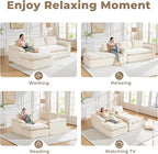 Modular Sectional Sofa, 107.5" L-Shaped Boneless Couch with Deep Seat, Modern Minimalist Upholstered Cloud Sectional Couch for Living Room Bedroom, No Assembly Required, Beige Corduroy