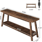Tribesigns 70.86-Inch Console Table for Entyrway, Farmhouse 2-Tier Entry Entrance Table, Narrow Long Sofa Table Behind Couch, Rustic Brown