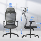 FLEXISPOT Classic Ergonomic Office Chair with High Back Swivel Computer Chair Executive Office Desk Chairs, with Lumbar Support/2D Headrest/Lockable Tilt Function, Foam Seat Cushion, Gray