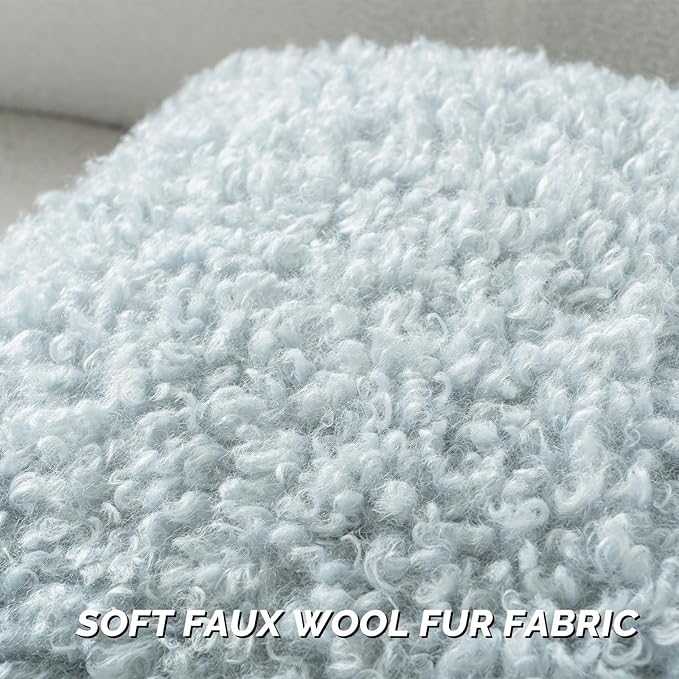 FUTEI Light Blue Decorative Throw Pillow Covers 16x16 Inch Set of 2,Soft Fluffy Faux Wool Fur Boucle Textured Cushion Case,Modern Home Decor for Couch Bed Living Room Office