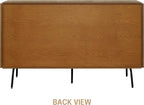 NTC Veil Modern Sideboard with 3 Doors, Buffet Cabinet with Vertical Groove Design and Metal Legs, Storage Cabinet for Living Room, and Hallway, Effortless Assembly - Rustic Oak