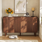 LITTLE TREE 59-Inch Buffet Cabinet Sideboard with Storage, Modern Sideboard Buffet Table with Doors for Living Room, Dining Room (Walnut)