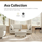 SIMPLIHOME Ava Sofa and Ottoman in 100% Recycled Polyester Performance Fabric, Cream, 76-inch-Wide 2-Seater Loveseat and Matching 36-inch-Wide Table Ottoman for Living Room, 2-Piece Set
