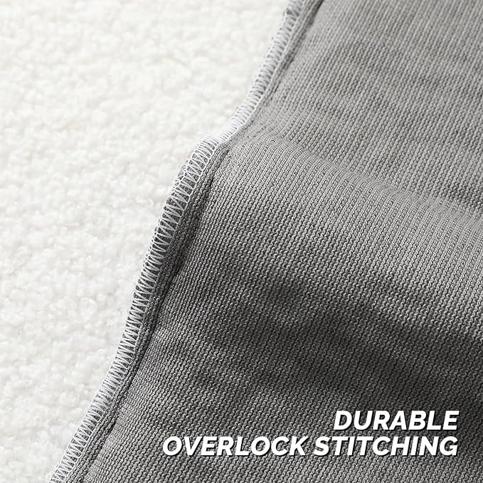 FUTEI Charcoal Throw Pillow Covers 26x26 Inch Set of 2,Furry Faux Fur Teddy Boucle Textured Cushion Covers,Soft Fluffy Decorative Euro Pillow Shams,Home Decor for Couch Bed Living Room Office Car