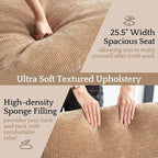 LukeAlon Modern Chenille Accent Armchair, Upholstered Lounge Chair with Brass Metal Frame Thickened Cushion Single Sofa Chair Comfy Leisure Side Chair with Armrest for Bedroom Living Room, Khaki