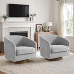 Lumibee Swivel Accent Chairs Set of 2, Chenille Fabric Swivel Barrel Chairs for Living Room, Modern Comfy Upholstered Round Armchairs Single Sofa Chairs for Bedroom, Club-Light Gray