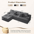 106" Cloud Sectional Couch, Modular Sectional Sofa with L-Shape Chaise, Corduroy Boneless Couch with Deep Seat, Upholstered Sofa for Living Room, No Assembly Required(Left-Facing Chaise, Dark Grey)