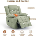 360° Swivel Rocker Recliner for Adults, Nursery Glider Recliner with Massage and Heating, Rocking Chair with Cup Holder, Manual Recliner Chair for Living Room, Bedroom (Fabric, Turquoise)