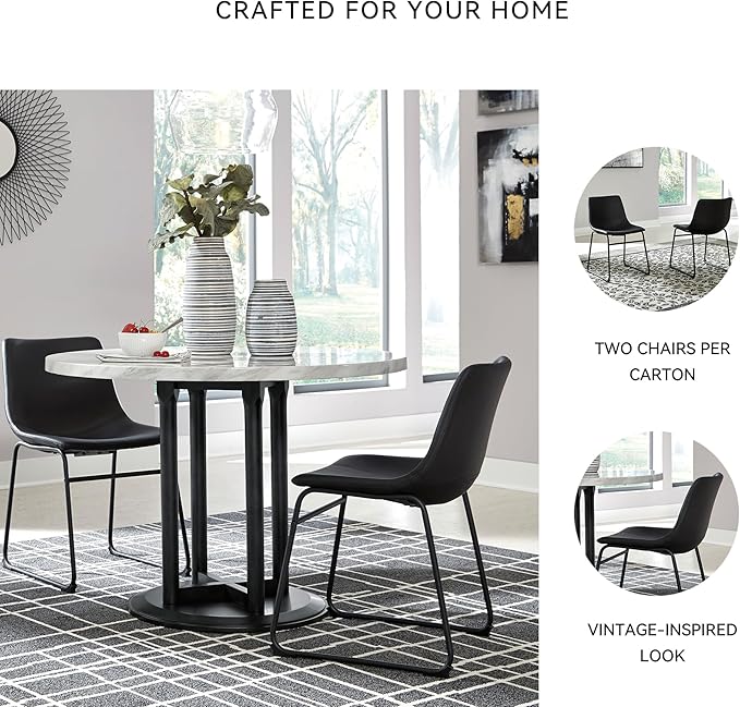 Signature Design by Ashley Centiar Mid Century Dining Room Bucket Chair, 2 Count, Black