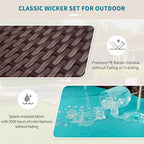 NICESOUL 8 Piece Outside Furniture Set, 29.3'' High Back Deep Seating Wicker Patio Modular Sectionals, Oversized Modern Comfy Conversation Sets for Backyard, Brown Rattan and Teal Cushion