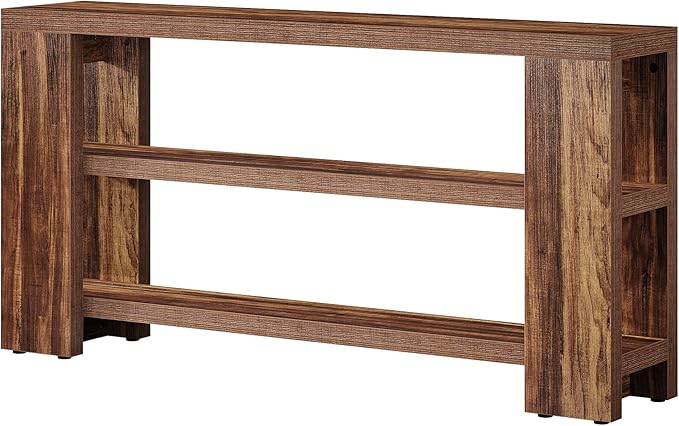 Tribesigns 70.9-Inch Extra Long Console Table with Storage, Narrow Wooden Sofa Table Behind The Couch, Farmhouse 3-Tier Entry Foyer Table for Entryway, Living Room, Hallway, Brown
