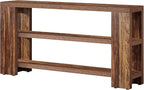 Tribesigns 70.9-Inch Extra Long Console Table with Storage, Narrow Wooden Sofa Table Behind The Couch, Farmhouse 3-Tier Entry Foyer Table for Entryway, Living Room, Hallway, Brown