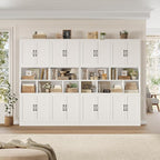 HORSTORS 71" Tall Storage Cabinet, Large Kitchen Cabinet with Deep Shelves and Doors, 47" Freestanding Display Shelf with Storage for Home Office, Living Room, White
