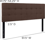 EMMA + OLIVER Quilted Tufted Queen Size Headboard in Dark Brown Fabric