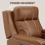 Watson & Whitely Oversized Lay Flat Recliner for Big and Tall, Genuine Leather Electric Recliner Chairs for Adults with Power Headrest & Chargers for Living Room, Saddle Brown