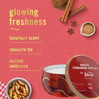 Febreze Scented Candle, Baked Cinnamon Apples Scent, 4 Wick Candle, Reusable Tin, Long Lasting Even Burn, Giftable for Holidays, 11oz, Single Pack