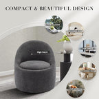 360° Swivel Accent Chair, Mid-Century Modern Chair with Hidden Storge, Small Swivel Chair with Arms for Living Room/Office-Dark Grey