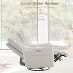 Watson & Whitely Power Recliner Chairs for Adults, Swivel Rocker Recliner Chair with Charging Ports for Living Room, Faux Leather RC011 (Cream)