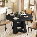 Aivermel 43.3‑59 in Extendable Oval Dining Table for 4‑6, Engineered Wood Round Dining Table with Hidden Extension Storage &Bottom Shelf, Space‑Saving Modern Kitchen Living Room Tables (Vintage Black)