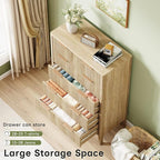 47" Tall Dressers for Bedroom Fluted 5 Drawer Dresser, Wooden Dresser Modern Chest of Drawers Dressers with Organizer Storage for Bedroom, Living Room, Entryway, Oak