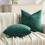 FUTEI Christmas Dark Green Velvet Throw Pillow Covers 16x16 Inch Set of 2,Soft Embossed Leaf-Relief Textured Cushion Cases,Natural Home Decor for Couch Living Room