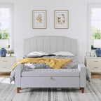 Frosted Velvet Queen Size Headboard, Upholstered Headboard Queen/Full Size Wall Mount and Bed Frame Mount, Featuring High-Density Sponge Padding Easy Assembly Comfort Style-Light Gray