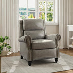 Faux Leather Recliner Chair, Modern Pushback Armchair with Adjustable Backrest & Footrest for Bedroom, Living Room-Grey, 1 SEAT