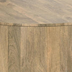 SIMPLIHOME Millbury Drum Coffee Table - 36 inch Wide Solid Mango Wood Round Living Room Table in Briarsmoke, Contemporary Cocktail Table for Family Room or Lounge with Large Surface, Assembled