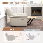 Power Lazy Boy Recliner Chair, Zero Wall Hugger Nursing Recliner for Living Room with USB Port, Lazy Recliners Chair for Adults, Reclining Armchair for Small Space/Bedroom/Apartment (Beige)