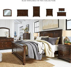 Signature Design by Ashley Porter Traditional Queen Panel Bed, Hand-Finished, Foundation or Box Spring Needed, Wood, 67.81" W x 88.25" D x 60.25" H, Dark Brown