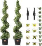 VEVOR Artificial Boxwood Topiary Tree, 60 inch Tall (2 Pieces), Spiral Faux Topiary Trees, Faux Plant w/Extra Leaves & Pot & Small Decoration, UV Rated Greenery Set for Home Decor Indoor/Outdoor