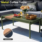 Sundale Outdoor 9 Pieces Patio Furniture Set, U-Shaped Outdoor Sectional Sofa with 6 Inch Olefin Cushion and Coffee Table, Modern Metal Outdoor Conversation Sets (8 Seats,Green Frame)