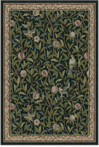 RUGGABLE x Morris & Co Washable Area Rug – Pomegranate Blue Green 4x6, Stain-Resistant, Non-Slip – Medium Machine Washable Rugs for Living Room, Bedroom, Hallway, Entryway & Office–with Cushioned Pad