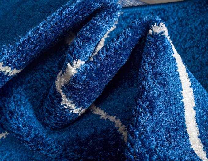 Unique Loom Trellis Frieze Collection Area Rug - Geometric (6' Square, Navy Blue/ Ivory)