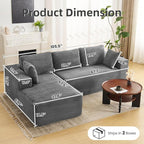 107" Boneless Couch, Sectional Couchs for Living Room & Bedroom, Cloud Couch with L-Shape Chaise Modern Modular Sofa with Deep Seat, No Assembly Required (Soft Gray)