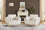 VANOMi Large-Sized Accent Chair, Thick Cushion Bedroom Reading Chair, Comfortable Living Room Single Sofa, Chenille White