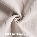 FUTEI Beige Chenille Decorative Throw Pillow Covers 24x24 Inch Set of 2,Soft Embossed Striped Textured European Cushion Case,Modern Home Decor for Couch Bed Living Room