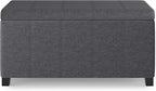 SIMPLIHOME Dover 36 inch Wide Contemporary Rectangle Storage Ottoman Bench in Slate Grey Linen Look Fabric, Assembled, for the Living Room, Entryway and Family Room