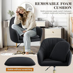 Comfy Home Office Desk Chairs Vanity Chair with Wheels Adjustable Modern Velvet Makeup Vanity Chairs for Bedroom Living Room（Black）