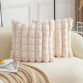 Neelvin Beige Faux Fur Cozy Soft Plaid Decorative Throw Pillow Covers 26x26 inch Set of 2,Velvet Pillowcase Cushion Case for Sofa Couch
