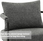 Accent Chairs Set of 2 for Living Room, Mid Century Modern Upholstered Reading Armchairs for Bedroom, Office, with Comfy Chenille Cushion & Metal Frame, Dark Grey