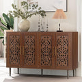 ARTPOWER 47.8" Accent Cabinet with 4 Doors, Vintage Hollow Carving Buffet Cabinet, Sideboards and Buffets with Storage, Credenza for Living Room, Kitchen, Dining Room, Entryway, Hallway, Brown