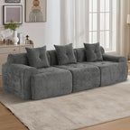 101.65” Modular Sectional Couch for Living Room, 3-Seater Cloud Sofa with Deep Seat, Woven Texture Upholstery Boneless Couch, No Assembly, Grey
