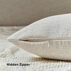 FUTEI Natural White Wood Chenille Decorative Throw Pillow Covers 18x18 Inch Set of 2,Soft Cozy Faux Linen Textured Cushion Case,Farmhouse Home Decor for Couch Living Room
