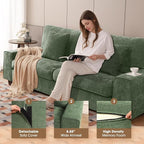 DOPEDIO Modern Loveseat Sofa for Living Room,Chenille Recliner, Removable Cover, Spring Cushions, Solid Wood Frame, Easy Assembly for Small Spaces (71.25inch，Green)