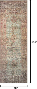 Loloi Amber Lewis Georgie Collection GER-03 Jade/Sunset 2'-6" x 12'-0", .19" Pile Height, Runner Rug