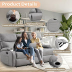 3-Seater Manual Seater Reclining Anti-Scratch 3 Seat Reclining Sofa with Side Pocket and Cupholders Reclining Loveseat Sofa for Living Room Meeting Room Bedroom Office Apartment
