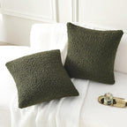 FUTEI Olive Green Throw Pillow Covers 20x20 Inch Set of 2,Furry Faux Fur Teddy Boucle Textured Cushion Covers,Soft Fluffy Decorative Pillow Case,Home Decor for Couch Bed Living Room Office Car